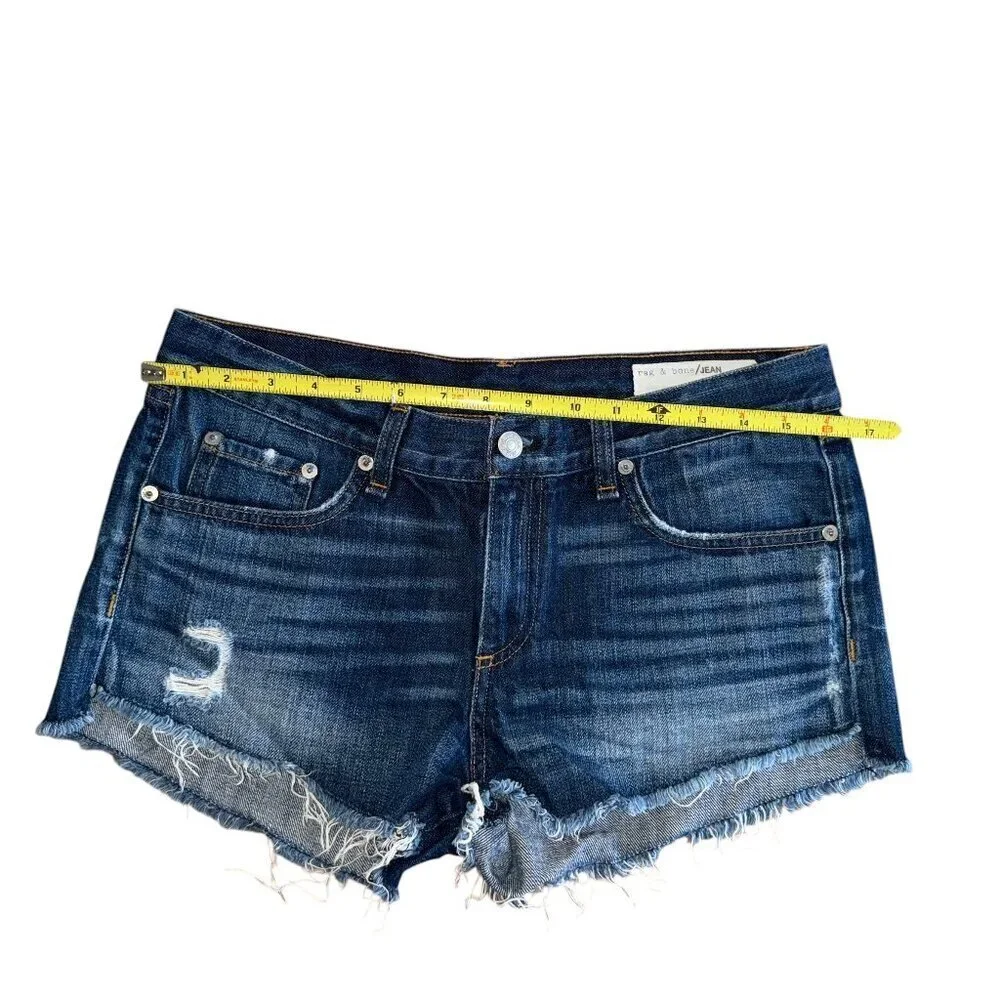 Rag & Bone Cut Off Shorts Womens 27 Blue Wales Distressed Cotton Denim Jorts